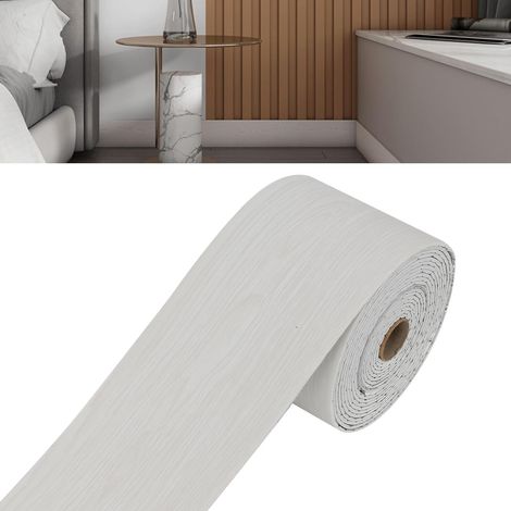 Plinthe souple large et épaisse, bande décorative flexible autocollante, profilé de transition de sol, plinthes, plafonds muraux, grain de bois de marbre (grain de bois blanc) (1/5)