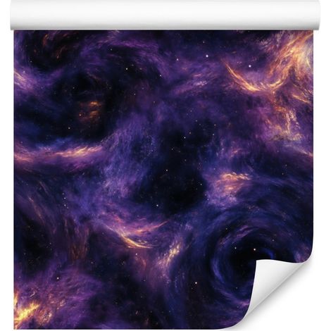 Papel pintado de galaxia en acuarela azul marino, índigo, violeta y negro 50x1000 cm (1/5)