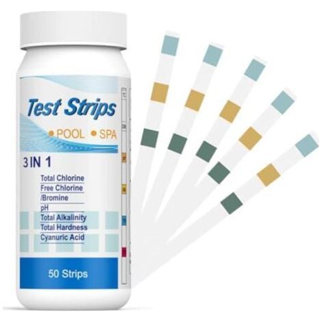 150 Swimming Pool Strips, Test Strips, 3 in 1 for Swimming Pool - Chlorine and pH - 3 in 1 Test Strips for Spa, Accurate Chemical Tester, pH and Residual Chlorine CI - Water Hardness Test Paper (1/5)