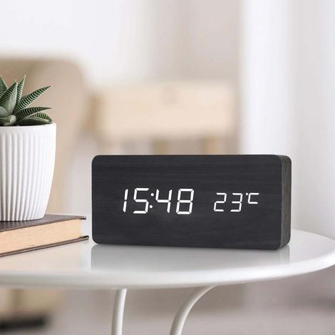 Réveil rétro créatif silencieux, horloge électronique LED grise moderne, parfaite pour salon, chambre à coucher et espace bureau (1/5)