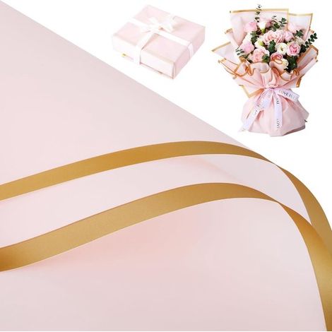 Carta da regalo floreale, carta per fioristi, carta per bouquet, carta da regalo floreale in plastica impermeabile, 20 fogli di carta per bouquet, 57 x 57 cm, nera (1/5)