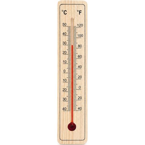 Termometro da parete in legno – Termometro per interni ed esterni – Facile da leggere – Temperatura in °C e °F – Ideale per casa, giardino, patio, balcone (1/5)
