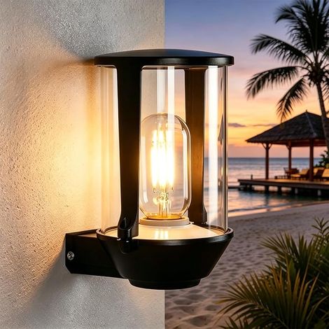 GBLY Lampada Esterna LED Applique Esterna IP65 Impermeabile Applique Interna E27 Lampada da Muro Nera Illuminazione da Esterno per Parete Casa Balcone Corridoio Parete MAX 40W Senza Lampadina