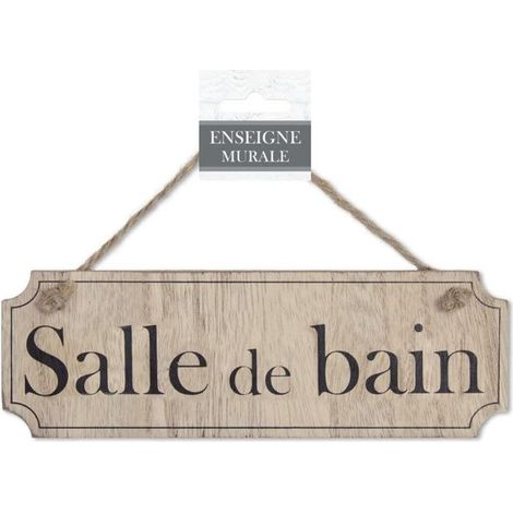 Plaque de porte - STC - Salle de bain - Bois massif - Marron - Artisanal