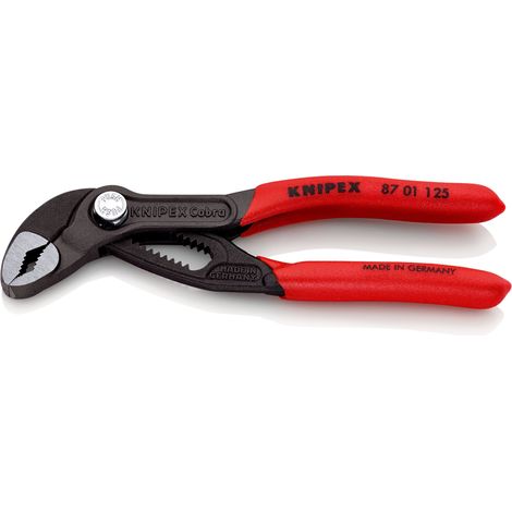 KNIPEX 87 01 125 Cobra® Tenazillas pico loro Mangos plasticos por inmersión antideslizantes gris atramentado 125 mm