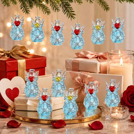 12 Pièces Anges en Verre Bleus pour la Saint-Valentin, Ornements en Verre Suspendus pour Cadeau d'Amour, Décoration de la Maison, Saint-Valentin, Fiançailles, Fête et Célébration (1/5)
