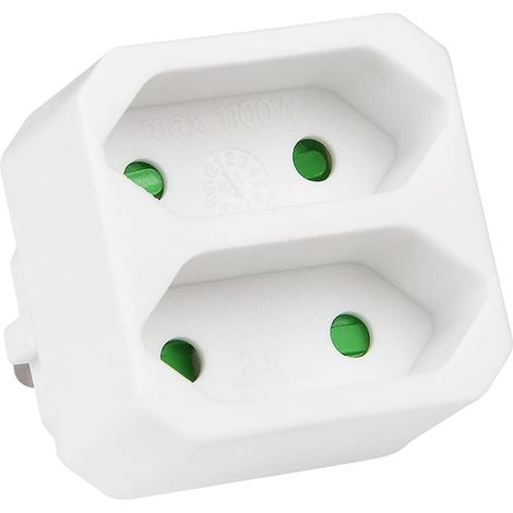 Fiche multiprise Electrique Double avec sécurité Enfant - Bloc multiprise Electrique sans Interrupteur, capacité de Charge jusqu'à 1100W Max. (1/4)