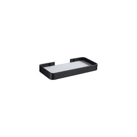 Étagère de douche rectangulaire en verre trempé, sans perçage, noire, 26 cm –