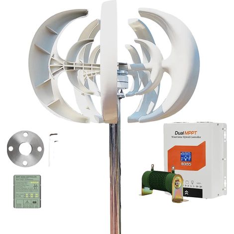 Generador de turbina eólica de eje vertical, carga MPPT dual, sistema aislado, 12 V con DMPPT (1/2)