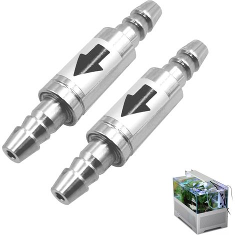 2Pcs Edelstahl Aquarium CO2 Überprüfen Ventil für 4mm Luft Schlauch Luftpumpe Diffusor