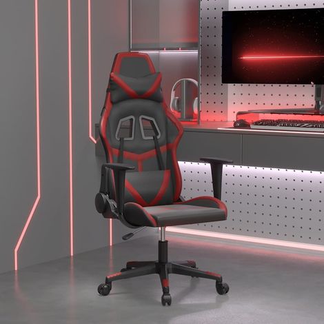 vidaXL Silla gaming de masaje cuero sintético negro y rojo vino tinto (1/5)