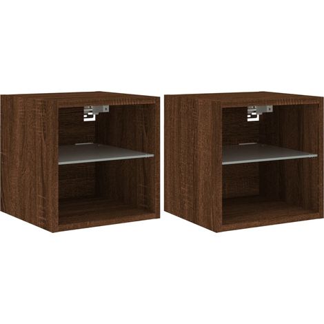 Mobile TV da parete scaffale multimediale credenza TV sala da pranzo soggiorno camera da letto luci LED 2 pezzi rovere 30 x 28,5 x 30 cm marrone 020029157