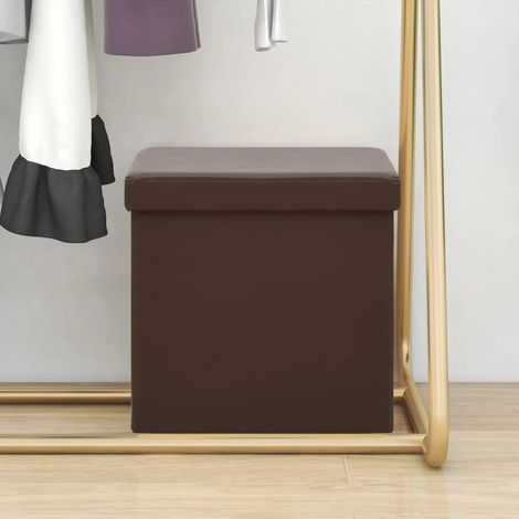 Taburete con almacenaje plegable marrón PVC vidaXL (1/5)