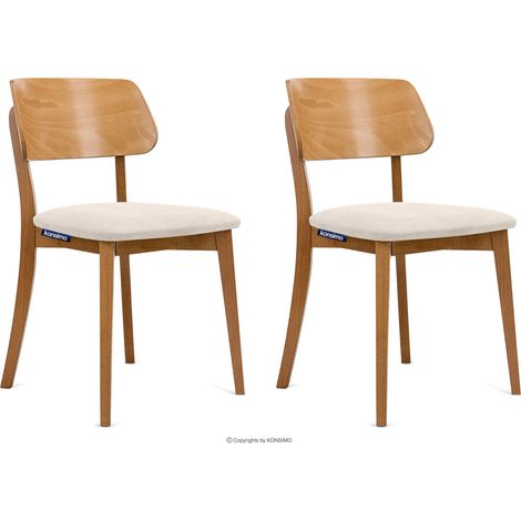 KONSIMO Esszimmerstühle 2 St VINIS Gestell aus Massivholz, Creme, Stoff/Holz, Modern, 47x80,5x45 cm (1/5)