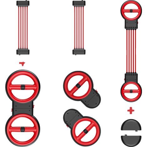 Attrezzo per l'allenamento della parte superiore del corpo, design smontabile, resistenza regolabile, nero e rosso (1/2)