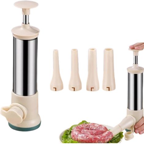 Poussoir à Saucisses Manuel,  Machine à Saucisses, Remplissage de Saucisses,Pratique Machine à saucisses et 4 Remplissage Tubes