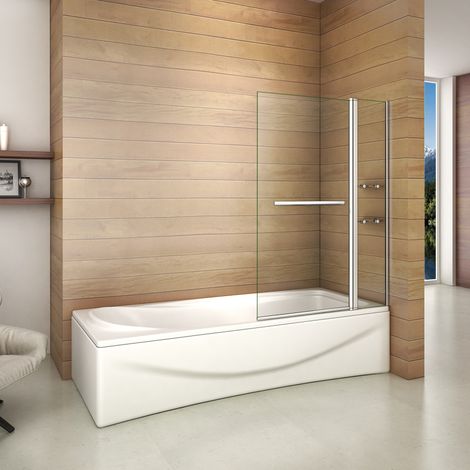 [PRODUIT D'OCCASION]Pare baignoire 100x140cm paroi de douche rectangle pivotante à 240 degré securit avec porte-serviette