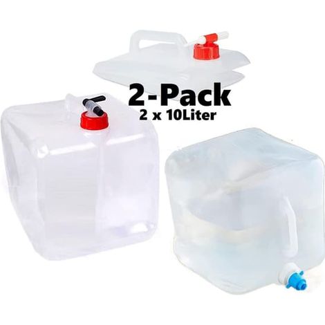 KLVGTIFS PU - Lot de 2 bidons d'eau pliables et portables de 10 L avec robinet (1/5)
