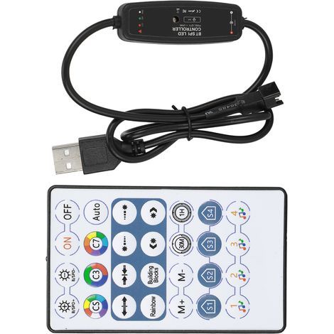 Kabelloser Bluetooth-RGB-LED-Controller mit USB-Fernbedienung, Dream Color Music-Modus für 5V-LED-Streifen (1/5)