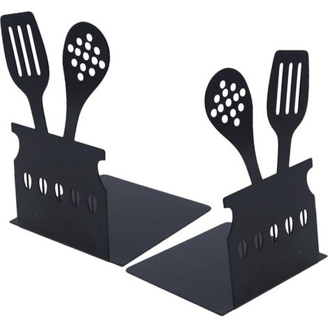 Étagère métallique en 2 pièces - Serre-livres en métal en forme de L - Serre-livres en métal - Serre-livres style cuisine simple - Serre-livres en forme de bêche - Convient pour chambre, bureau, bibli (1/5)