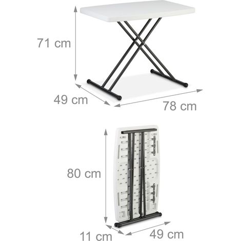 Mesa de camping plegable para exterior 120 x 60 x 74 cm acogedora y compacta diseño moderno de plástico blanco 130015781 (1/5)