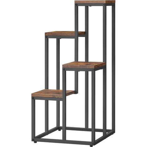 Etagère à fleurs avec 4 étagères - rustique / pieds noirs