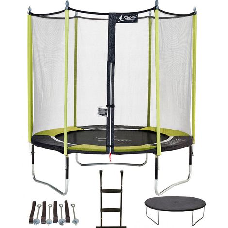 Trampoline KANGUI - JUMPI Ø 244‑250 cm – Enfant – Rebond Dynamique – Échelle, Bâche & Kit Ancrage – Garantie 5 ans (1/4)