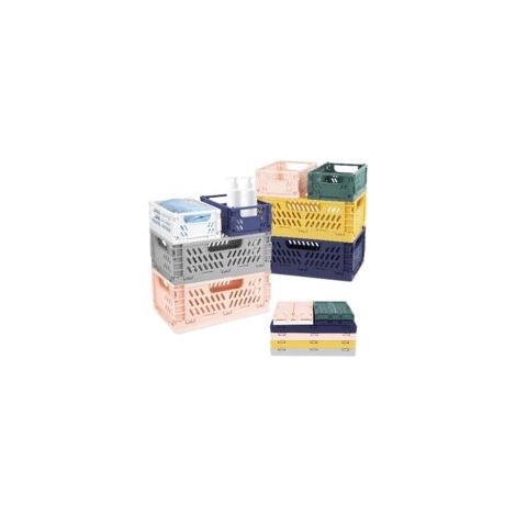 Houhence – Juego de 8 cajas de plástico plegables – 4 cestas grandes de 22x14,8x8,7 cm y 4 cajas pequeñas de 15x9,8x5,7 cm – Almacenamiento con asas para cocina y oficina - Crezuo