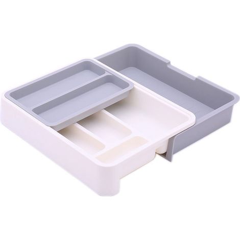 Range Couverts extensible réglable pour tiroir de cuisine - Range Couvert Rangement Tiroir Cuisinep- Rangement Couverts Tiroir Cuisine (1/5)