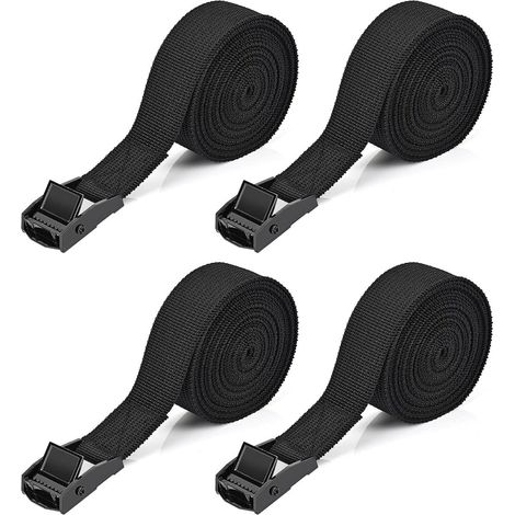 Lot de 4 sangles d'arrimage de 2 m avec boucle métallique à pince pour vélo et porte vélos (1/5)