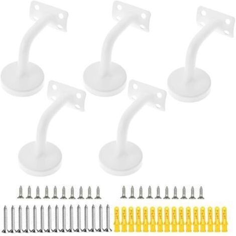 Support de Main Courante,5PCS Acier Inoxydable Supports de Rampe Main Courante Supports Muraux,Utilisé pour le Support d'escalier de Main Courante d'escalier (Blanc)