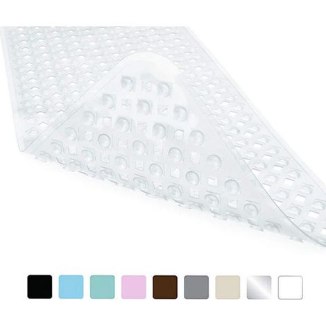 Tapis de bain antidérapant et extra large, tapis de baignoire avec ventouses, tapis de salle de bain lavable en machine avec trous de vidange, transparent 88 x 40 cm. (1/5)
