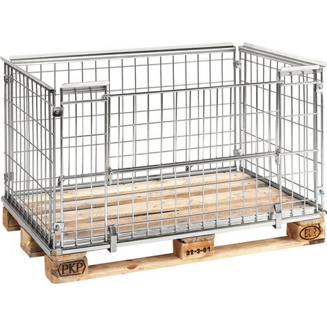 Kongamek Palettencontainer verzinkt 640mm hoch vorne halb zu öffnen passend zu Europaletten 1200x800mm