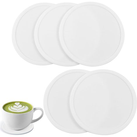 Lot de 5 sous-verres en silicone blanc