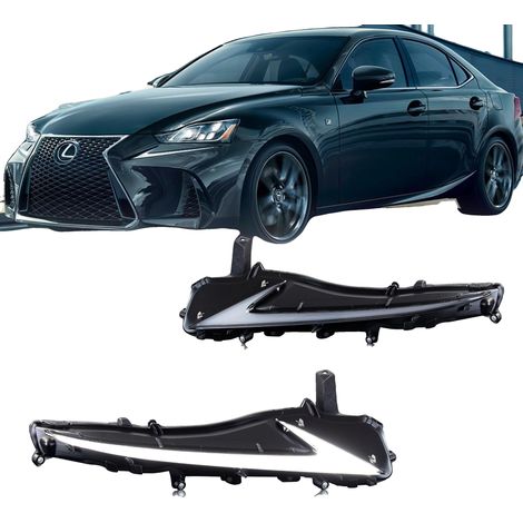 Feux de jour LED, étanches IP67, tension de fonctionnement 12V, compatibles avec Lexus IS250 IS350 IS200t IS300 2014-2016, boîtier en ABS, lentille claire (1/5)