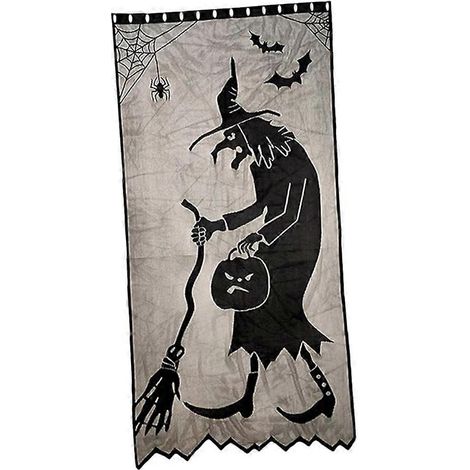 Rideau de porte sorcière facile à installer pour une ambiance d'Halloween magique - Décoration jetable (1/5)