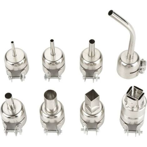 Kit de bus rondes pour pistolet thermique en acier 8 pièces Pistolet à air chaud portable à température réglable 650W (buse 8pcs8858-I) (1/5)