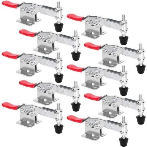 GH-201-B Set of 10 carpenter’s clamps, 90 kg capacity, adjustable horizontal quick-release clamps for machinery, carpentry, welding (1/4)