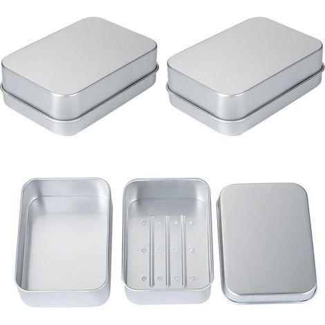 Portasapone in alluminio da 3 pezzi, portasapone in alluminio con piastra di scarico, portasapone da viaggio per riporre il sapone a casa e in viaggio, impermeabile e resistente al calore (1/4)