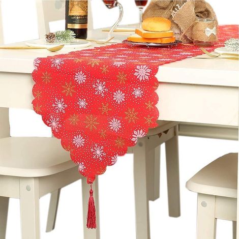 Chemin de Table de Noël Table imprimée Nappe Table Noël Dîner de Famille Noël Nappe de Noël,180x35cm (1/4)