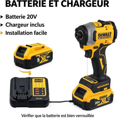 DEWALT DCF850 Visseuse à chocs Brushless 18V 205Nm, kit batterie+chargeur, travaux métal et échafaudage (1/5)