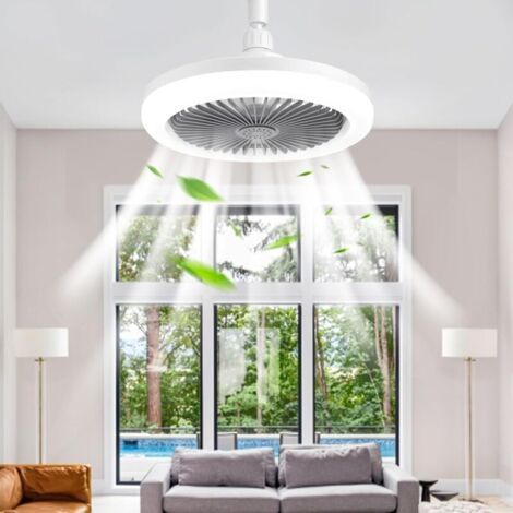 Ventilateur de plafond LED 30 W avec luminoir et télécommande, minuterie, 3 couleurs à intensité variable, 3 vitesses pour petits espaces, chambre à coucher (1/4)