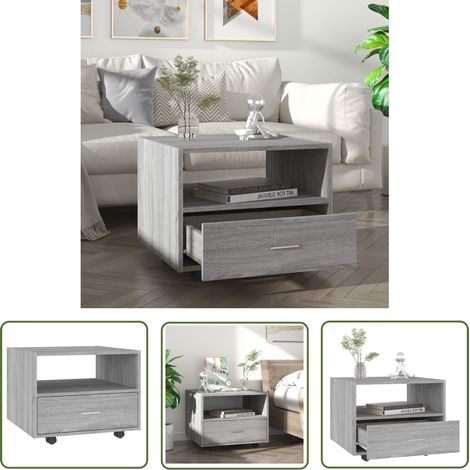 The Living Store Table basse sonoma gris 55x55x40 cm bois d'ingénierie - Table Basse - Meuble Salon - Table D'appoint - Table Design - Mobilier Moderne (1/5)