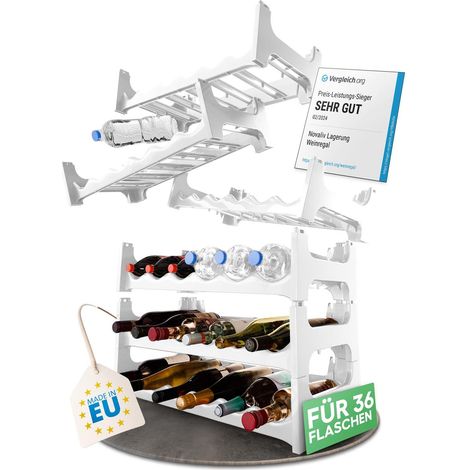 6x Novaliv Weinregal Flaschenregal für 36 Flaschen Stapelbar,platzsparend, erweiterbar (1/5)