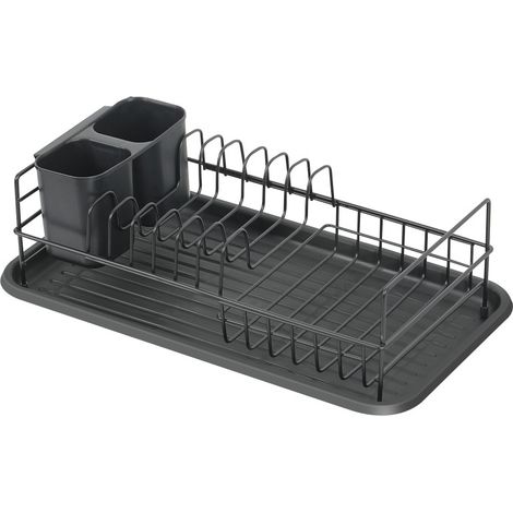 Egouttoir BLACK EDITION Noir en Acier et Plastique,43x24x13cm - Plateau d’Egouttage pour Vaisselle, Accessoire Cuisine (1/5)