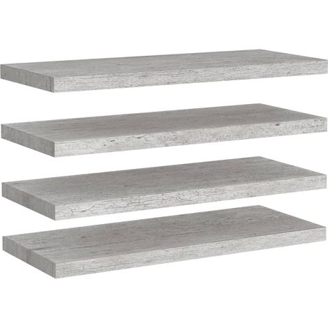 Étagères murales 4 pcs,Étagère flottante gris béton 80x23,5x3,8 cm MDF CFW42820 (1/5)