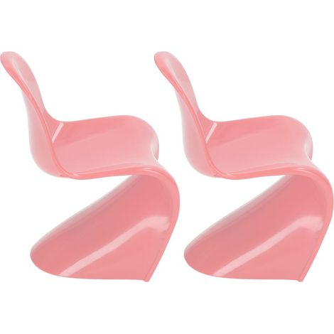 2 chaises 1/6 mignonnes en plastique rose pour décoration de maison de poupée, 14x9x8cm (1/5)