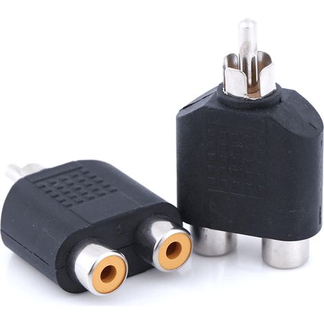 Adaptador Audio RCA Macho a 2 RCA Hembra  Negro (1/5)