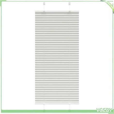 1 Store plissé, 100% polyester, gris clair, montage sans perçage ou à vis, pour fenêtre salon chambre bureau (1/3)