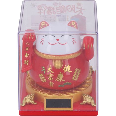 Ortviai Chat Porte-Bonheur Solaire avec Bras Mouvant pour Intérieur, Voiture et Bureau – Décoration Feng Shui & Cadeau d'Inauguration (1/5)